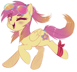 Size: 780x728 | Tagged: safe, artist:hawthornss, oc, oc only, oc:summer soar, pegasus, pony, bandage, solo, sunglasses, wink