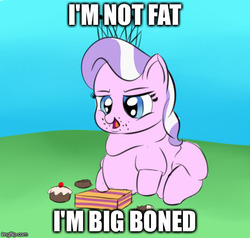 Size: 484x460 | Tagged: artist needed, safe, diamond tiara, g4, eric cartman, fat, i'm not fat i'm big boned, image macro, meme, obese, rolls of fat, south park