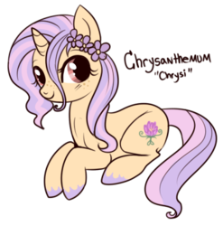 Size: 374x379 | Tagged: safe, artist:lulubell, oc, oc only, oc:chrysanthemum, magical lesbian spawn, next generation, offspring, parent:fluttershy, parent:rarity, parents:flarity, simple background, solo, transparent background