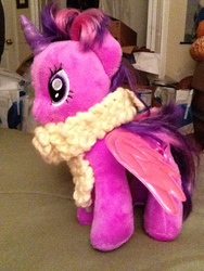 Size: 672x896 | Tagged: safe, artist:erhannis, twilight sparkle, alicorn, pony, g4, clothes, female, irl, knit, mare, photo, plushie, scarf, solo, twilight sparkle (alicorn)