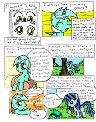 Size: 1329x1678 | Tagged: safe, artist:quarium, derpy hooves, lyra heartstrings, oc, pegasus, pony, g4, comic, female, mare