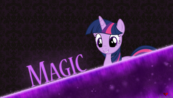 Size: 1920x1080 | Tagged: safe, artist:mentalsuicide1, artist:the-aziz, part of a set, twilight sparkle, alicorn, pony, g4, female, magic, mare, signature, smiling, solo, twilight sparkle (alicorn), vector, wallpaper