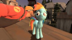 Size: 1600x900 | Tagged: safe, artist:tehmaster001, rainbow dash, g4, 3d, crossover, engineer, engineer (tf2), gmod, team fortress 2