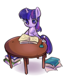 Size: 750x844 | Tagged: safe, artist:kkuyo, twilight sparkle, g4, book, female, solo, study