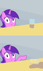 Size: 550x900 | Tagged: safe, amethyst star, sparkler, g4, background pony, chocolate milk, everything is ruined, exploitable meme, image macro, meme, pure unfiltered evil, spilled milk