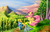 Size: 5100x3300 | Tagged: safe, artist:grennadder, fluttershy, rainbow dash, pegasus, pony, g4, absurd resolution, backwards cutie mark, butt, cute, dashabetes, duo, duo female, featured image, female, flutterbutt, forest, grass, looking up, mare, mountain, open mouth, plot, scenery, scenery porn, shyabetes, sky, smiling, tree, wind