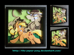Size: 1280x958 | Tagged: safe, artist:spainfischer, artist:the-paper-pony, applejack, bull, g4, craft, irl, lasso, photo, rope, shadowbox