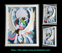 Size: 1325x1132 | Tagged: safe, artist:the-paper-pony, princess celestia, g4, commission, craft, irl, photo, shadowbox, solo