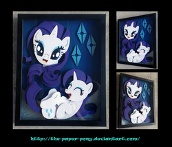 Size: 1325x1132 | Tagged: safe, artist:the-paper-pony, rarity, g4, commission, craft, irl, photo, shadowbox, solo
