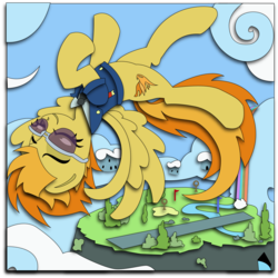 Size: 1865x1867 | Tagged: safe, artist:the-paper-pony, spitfire, pegasus, pony, g4, wonderbolts academy, female, shadowbox, solo