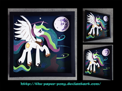 Size: 1280x958 | Tagged: safe, artist:the-paper-pony, princess celestia, alicorn, pony, g4, craft, irl, mare in the moon, moon, photo, shadowbox, solo