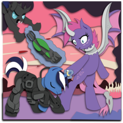 Size: 1868x1876 | Tagged: safe, artist:the-paper-pony, oc, oc only, changeling, commission, shadowbox