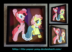 Size: 3132x2280 | Tagged: safe, artist:the-paper-pony, fluttershy, pinkie pie, pony, g4, bipedal, clothes, cosplay, craft, crossover, female, high res, irl, lesbian, phantom of the opera, photo, pinkie spy, shadowbox, ship:flutterpie, shipping