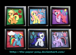 Size: 1280x929 | Tagged: safe, artist:the-paper-pony, applejack, fluttershy, pinkie pie, rainbow dash, rarity, twilight sparkle, g4, craft, irl, mane six, photo, shadowbox