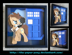 Size: 1200x909 | Tagged: safe, artist:the-paper-pony, doctor whooves, time turner, earth pony, pony, g4, craft, doctor who, irl, male, necktie, photo, shadowbox, solo, sonic screwdriver, stallion, tardis