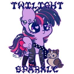 Size: 1000x1000 | Tagged: safe, artist:otterlore, owlowiscious, twilight sparkle, alicorn, pony, g4, boots, clothes, female, heart eyes, jacket, mare, punk, simple background, torn clothes, transparent background, twilight sparkle (alicorn), wingding eyes