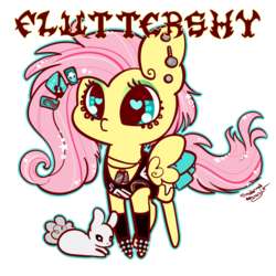 Size: 1000x1000 | Tagged: safe, artist:otterlore, angel bunny, fluttershy, g4, punk, simple background, transparent background