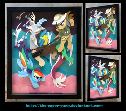 Size: 1200x1062 | Tagged: safe, artist:the-paper-pony, daring do, discord, rainbow dash, g4, commission, craft, irl, photo, shadowbox