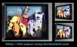 Size: 2500x1508 | Tagged: safe, artist:the-paper-pony, apple bloom, applejack, rainbow dash, rarity, scootaloo, sweetie belle, g4, commission, craft, cutie mark crusaders, irl, photo, shadowbox