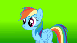 Size: 640x360 | Tagged: safe, artist:viva reverie, rainbow dash, g4, animated, caption, explosion, female, honk, image macro, immatoonlink, meme, missing ear, open mouth, rainbow dash's ear explodes and then she honks like a goose, show accurate, wat