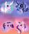 Size: 1024x1229 | Tagged: safe, artist:ashtrol, princess cadance, princess celestia, princess luna, twilight sparkle, alicorn, pony, g4, abstract, alicorn tetrarchy, curved horn, female, horn, mare, portrait, profile, twilight sparkle (alicorn)