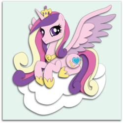 Size: 1865x1865 | Tagged: safe, artist:the-paper-pony, princess cadance, g4, cloud, female, shadowbox, solo