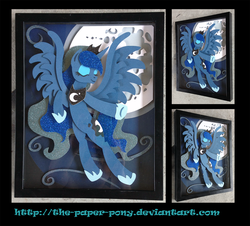 Size: 1280x1158 | Tagged: safe, artist:the-paper-pony, princess luna, g4, commission, craft, irl, moon, photo, shadowbox, solo