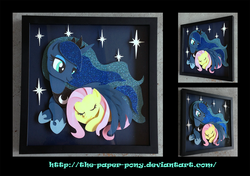 Size: 1280x900 | Tagged: safe, artist:the-paper-pony, fluttershy, princess luna, g4, commission, craft, female, irl, lesbian, photo, shadowbox, ship:lunashy, shipping