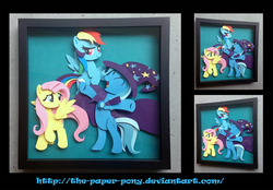 Size: 1280x891 | Tagged: safe, artist:the-paper-pony, fluttershy, rainbow dash, trixie, pony, unicorn, g4, commission, craft, female, irl, mare, photo, shadowbox