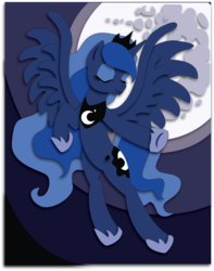 Size: 1713x2172 | Tagged: safe, artist:the-paper-pony, princess luna, g4, commission, female, moon, shadowbox, solo