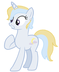 Size: 578x712 | Tagged: dead source, safe, artist:matbenetti17, oc, oc only, oc:azure moon, pony, unicorn, ear piercing, earring, offspring, parent:prince blueblood, parent:trixie, parents:bluetrix, piercing, solo