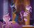 Size: 1024x862 | Tagged: safe, artist:radiantrealm, princess cadance, queen chrysalis, starlight glimmer, g4, the cutie map, bondage, bound wings, butt, cloth gag, female, gag, lovebutt, plot, role reversal, rope, rope bondage, show accurate, suspended
