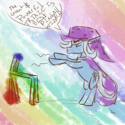Size: 1000x1000 | Tagged: safe, artist:mabu, trixie, pony, unicorn, g4, 30 minute art challenge, cape, clothes, female, great and powerful, hat, mare, pinball, pinball wizard, solo, the who, trixie's cape, trixie's hat