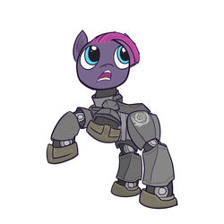 Size: 2048x2048 | Tagged: safe, artist:lemonschooner, derpibooru exclusive, oc, oc only, earth pony, pony, fallout equestria, armor, high res, open mouth, pointing, power armor, rearing, short hair, short mane, solo, steel ranger