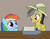 Size: 1000x775 | Tagged: safe, artist:empyu, daring do, rainbow dash, pegasus, pony, g4, 30 minute art challenge, :t, duo, excited, typewriter, wide eyes