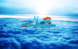 Size: 2880x1800 | Tagged: safe, artist:mrkupkake, artist:segfaultd, rainbow dash, pegasus, pony, g4, blue, cloud, cloudy, flying, irl, photo, ponies in real life, solo, vector