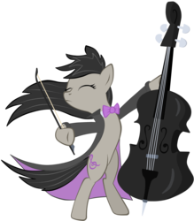 Size: 2092x2390 | Tagged: safe, artist:virenth, octavia melody, earth pony, pony, g4, slice of life (episode), awesome, badass, bipedal, bowtie, cello, clothes, eyes closed, female, high res, longcoat, musical instrument, simple background, slender, solo, thin, transparent background, vector