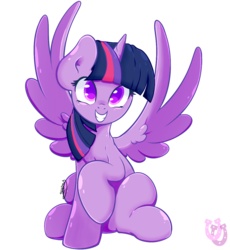Size: 1087x1180 | Tagged: safe, artist:shadowhulk, twilight sparkle, alicorn, pony, g4, cute, female, looking at you, mare, simple background, smiling, solo, spread wings, transparent background, twiabetes, twilight sparkle (alicorn), wings