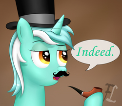 Size: 2100x1820 | Tagged: safe, artist:flufflelord, lyra heartstrings, g4, face, fancy, female, hat, moustache, pipe, sir, solo, top hat