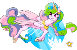 Size: 2911x1908 | Tagged: safe, artist:amberpendant, princess celestia, alicorn, pony, g4, canterlot, female, flying, mare, pinklestia, simple background, solo, transparent background