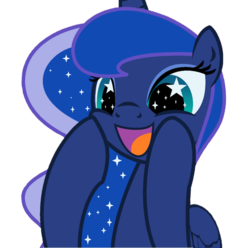 Size: 715x709 | Tagged: dead source, safe, artist:drawcreator, artist:evilfrenzy, princess luna, alicorn, pony, :d, cute, female, lunabetes, mare, open mouth, open smile, reaction image, simple background, smiling, solo, squee, squishy cheeks, starry eyes, stars, transparent background, wingding eyes