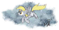 Size: 1901x975 | Tagged: safe, artist:nadyad, derpy hooves, pegasus, pony, g4, female, flying, mare, solo