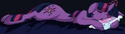 Size: 1280x351 | Tagged: safe, artist:wrathmo, trixie, twilight sparkle, pony, unicorn, g4, female, lesbian, mare, pillow, ship:twixie, shipping, sleeping, solo