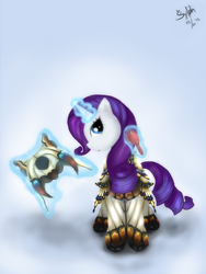 Size: 1260x1679 | Tagged: safe, artist:sylphan, rarity, g4, armor, crossover, female, magic, monster hunter, solo