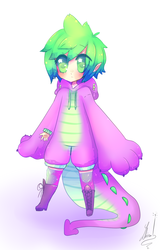 Size: 666x1040 | Tagged: safe, artist:opossum_imoto, spike, dragon, human, g4, anime, chibi, clothes, colorful, costume, cute, humanized, spikabetes