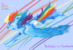 Size: 1280x878 | Tagged: safe, artist:bukaa-a, rainbow dash, g4, female, flying, solo