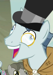 Size: 390x554 | Tagged: safe, party favor, pony, unicorn, g4, exploitable meme, hat, i didn't listen, image macro, male, meme, monocle, monocle and top hat, posh, stallion, top hat