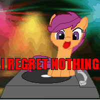 Size: 200x200 | Tagged: safe, artist:valcron, edit, scootaloo, g4, animated, female, filly, gif, i regret nothing, open mouth, record player, smiling, solo, turntable, turntable pony