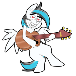 Size: 1280x1274 | Tagged: safe, artist:sugaryviolet, oc, oc only, oc:turquoise splash, pegasus, pony, grin, guitar, style emulation, teeth, the fairly oddparents