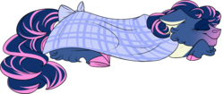 Size: 1280x536 | Tagged: safe, artist:thepoisonjackal, bon bon, sweetie drops, earth pony, pony, g4, blanket, cloven hooves, colored hooves, cute, eyes closed, female, fluffy, sleeping, solo, species swap